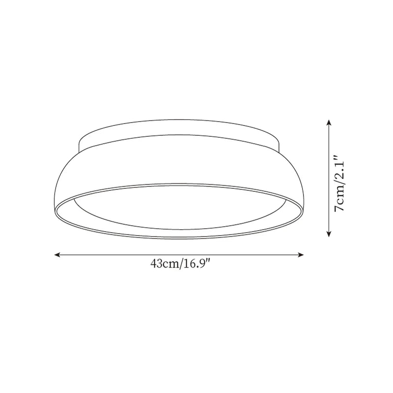 Schemat wymiarowy lampy sufitowej Torvella o średnicy 43 cm