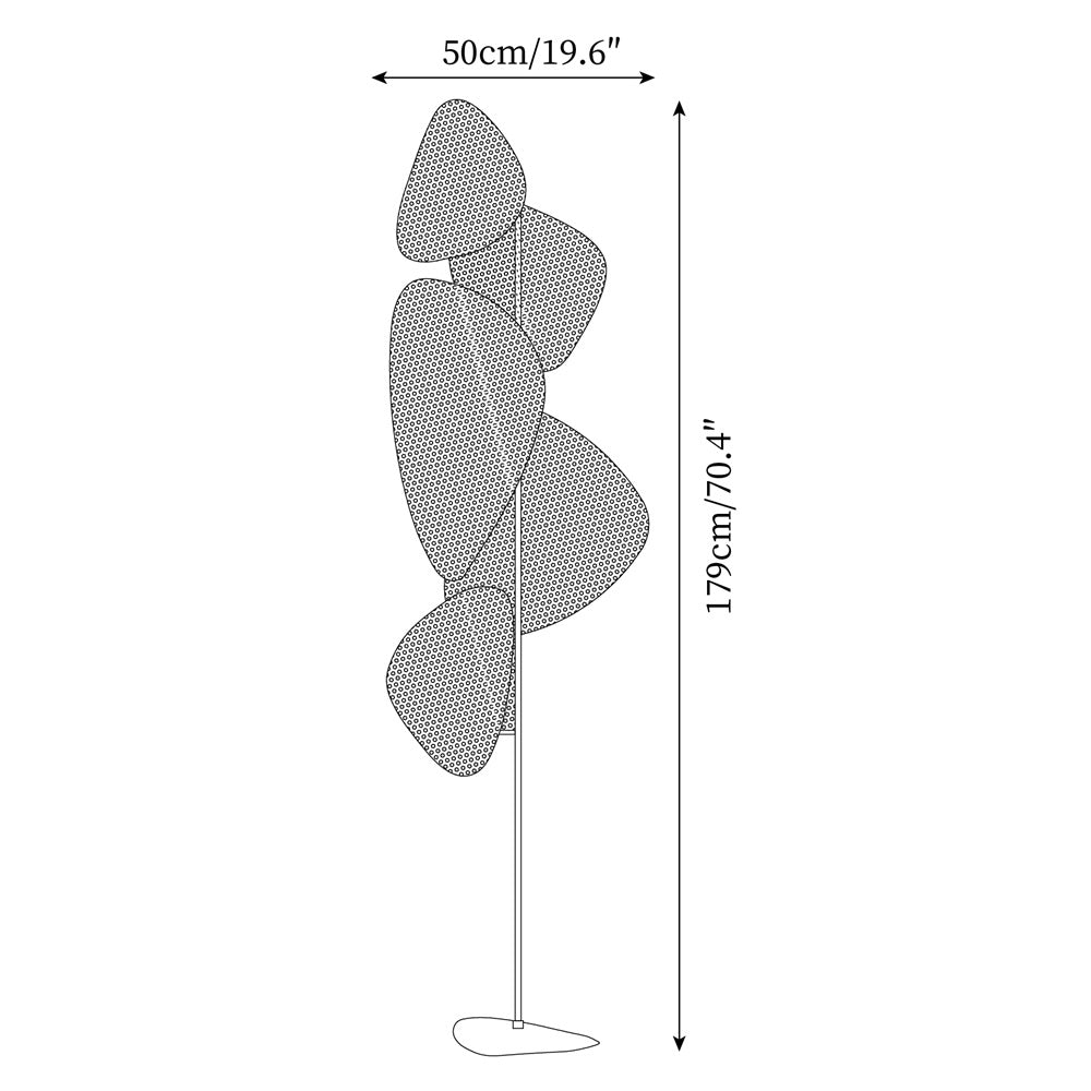Schemat wymiarowy przedstawiający średnicę 50 cm i wysokość 179 cm