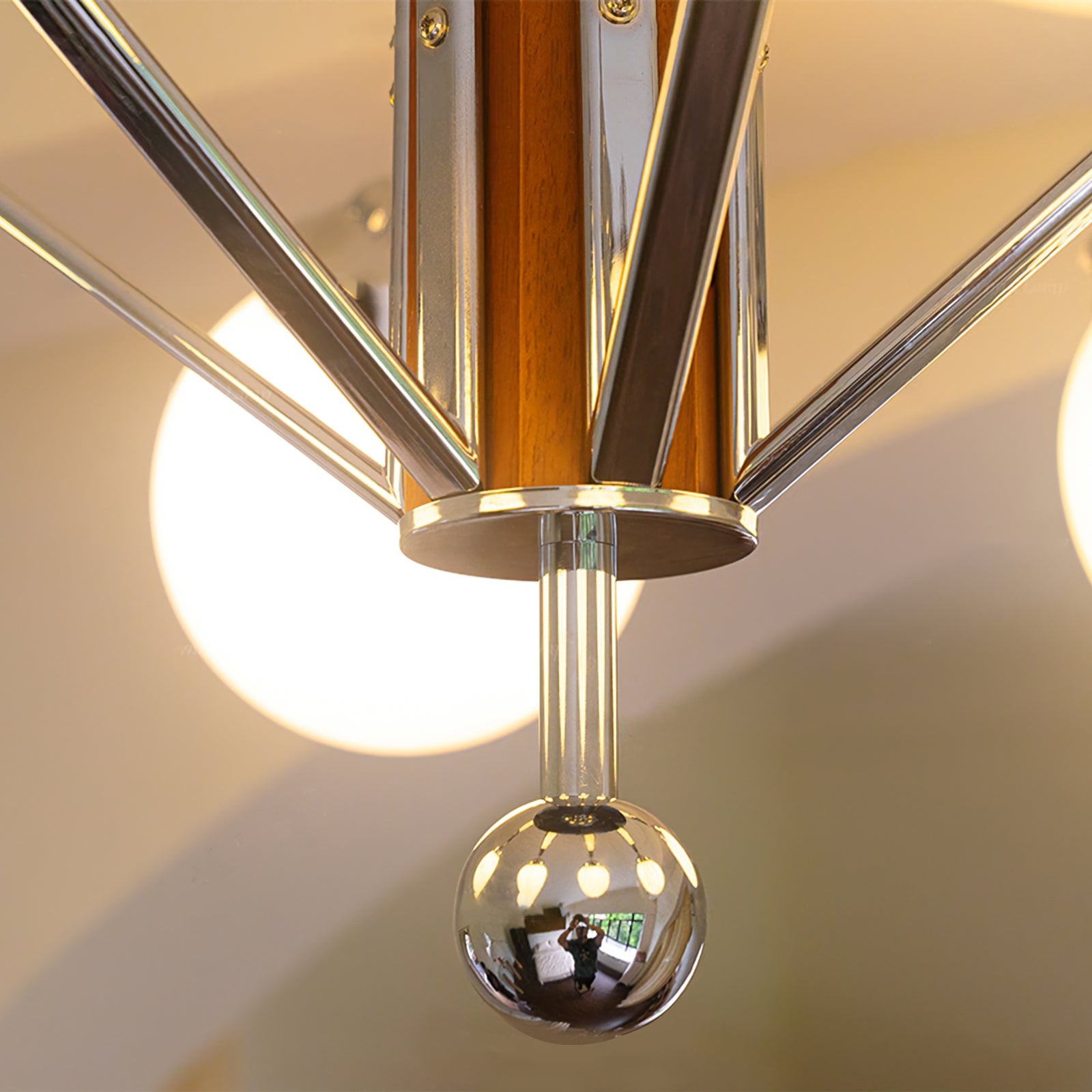 Mid Century Vintage Cream Glass Chandelier M260