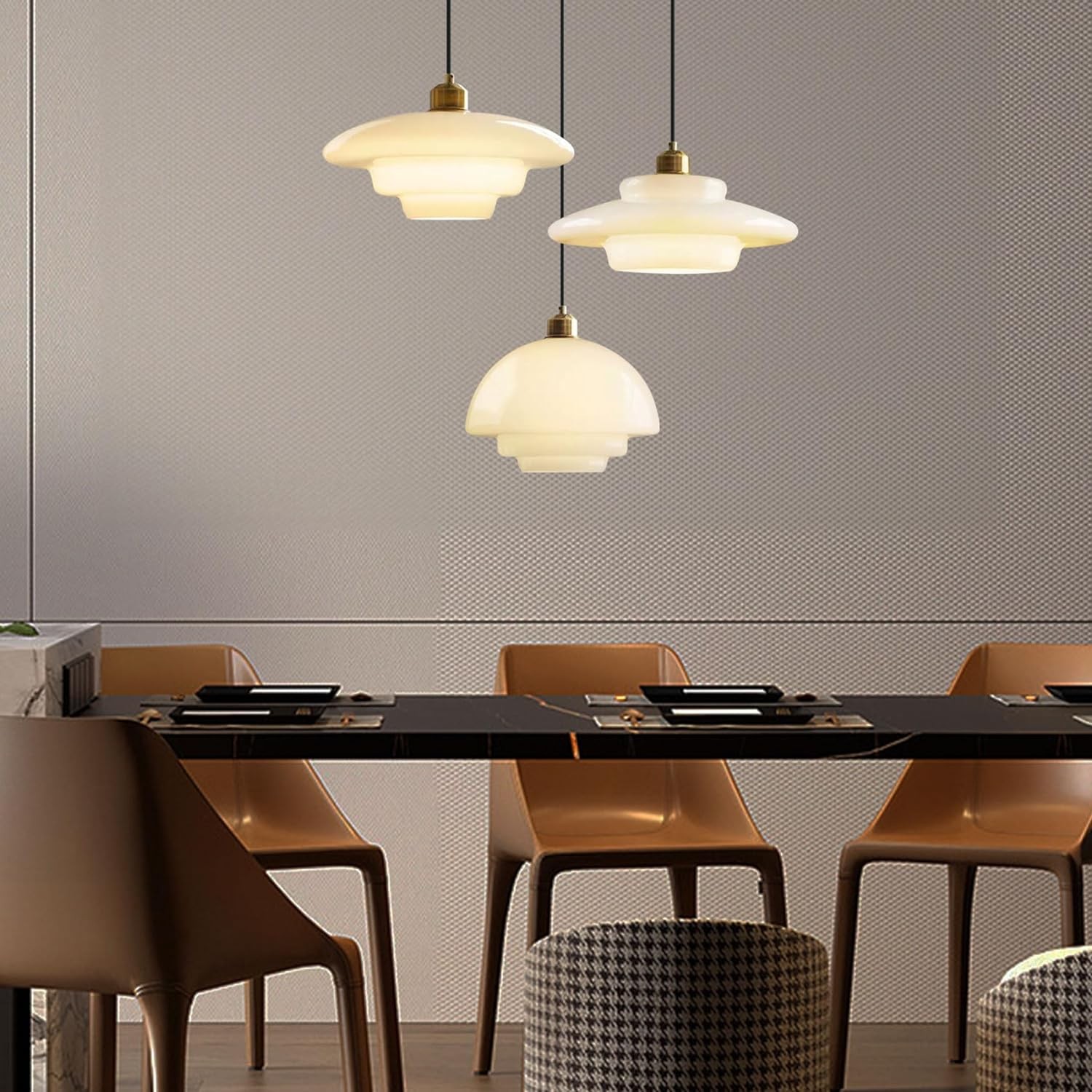 Mid-Century Art Milk White Glass Pendant Lamp S81