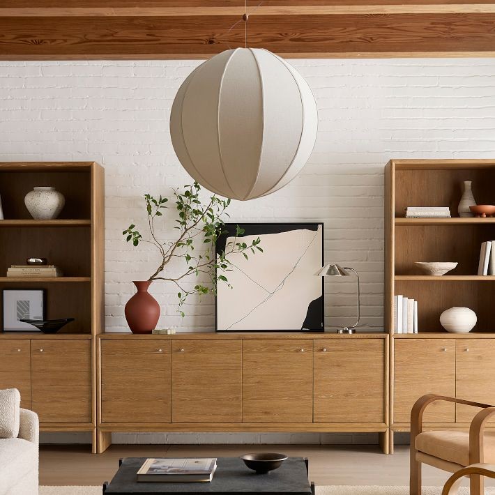Alvian Pendant Light - Linen Shade with Adjustable Height for Cozy Dining T216