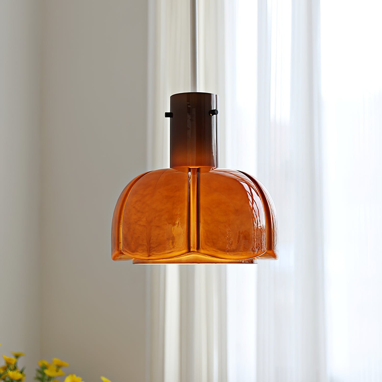French Pastoral Style Petal Glass Pendant Light M123