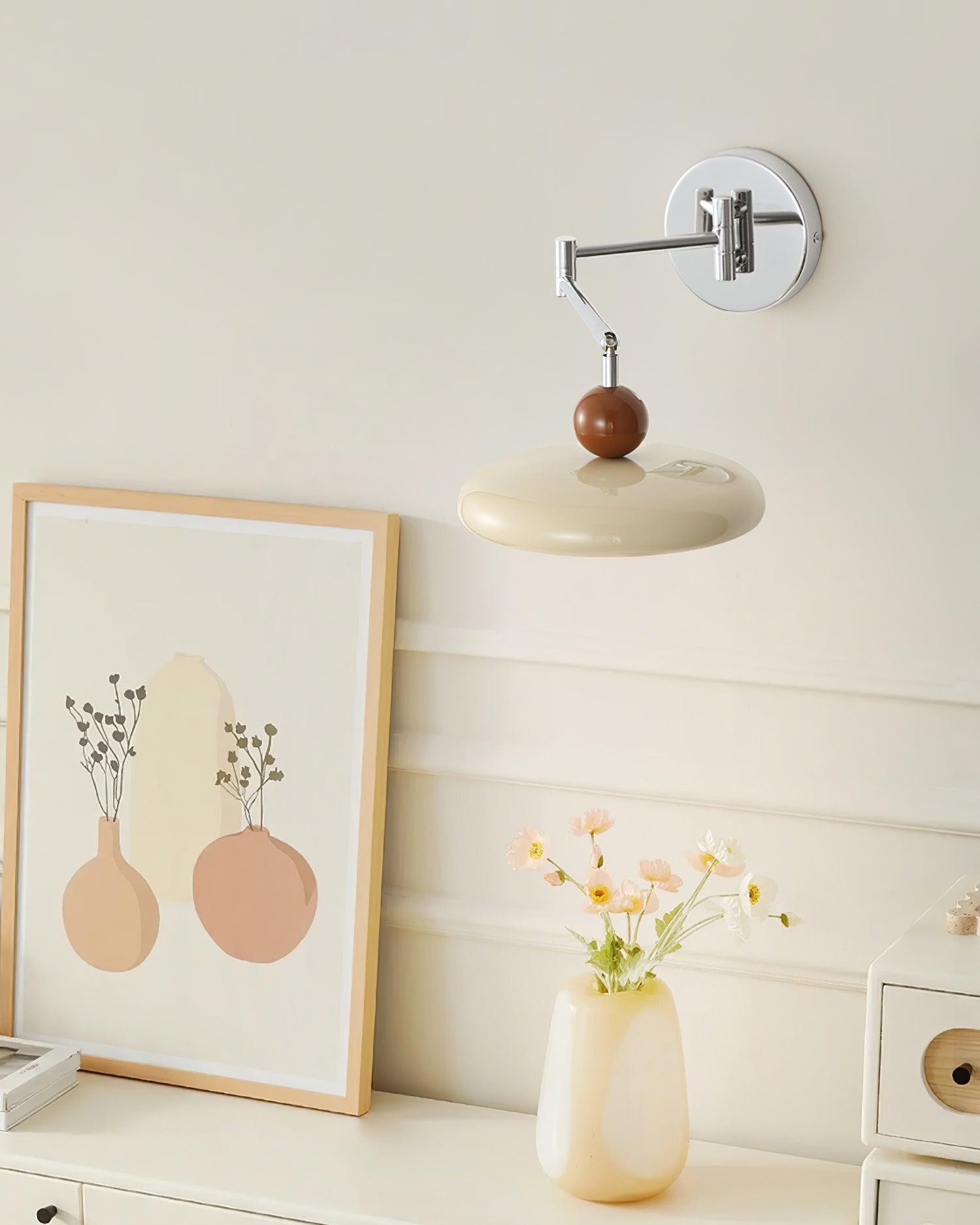Cream Style Adjustable Swing Arm Disc Reading Wall Lamp M243