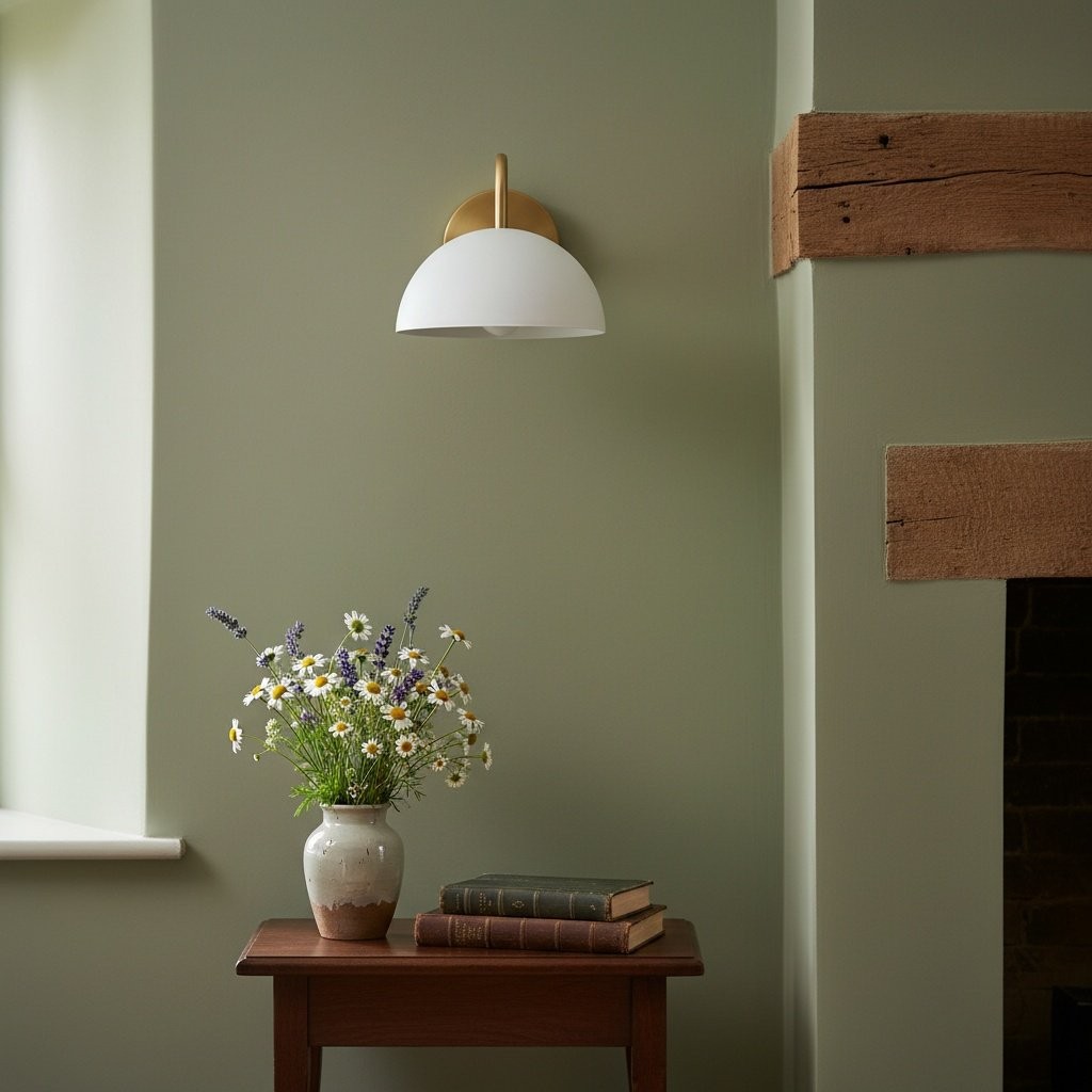Curva Metal Industrial Wall Sconce - Curved Brass Arm - Hammered Dome Light Fixture T408