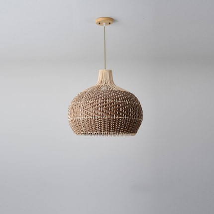 Design C - Lampadario a sospensione in rattan naturale marrone, opzione