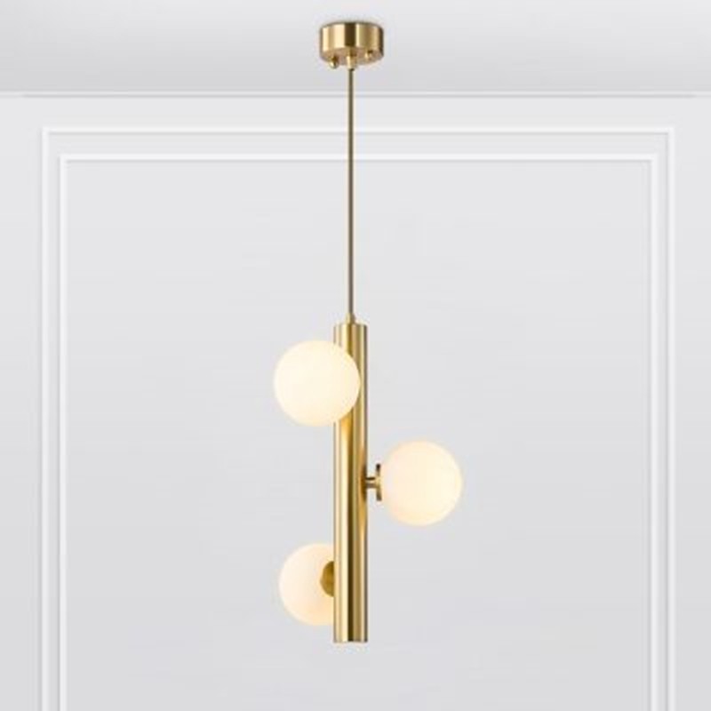 Kopparfinish Tre Glaskulor Pendellampa