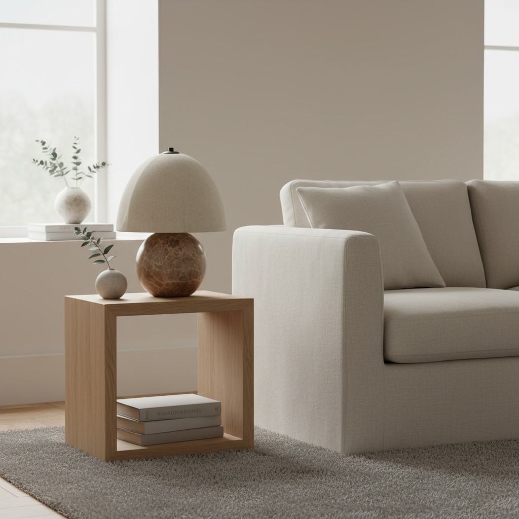 Cordove Table Lamp Sculptural Sphere Base Artistic Table Light - Linen Shade for Bedroom Living Room T475