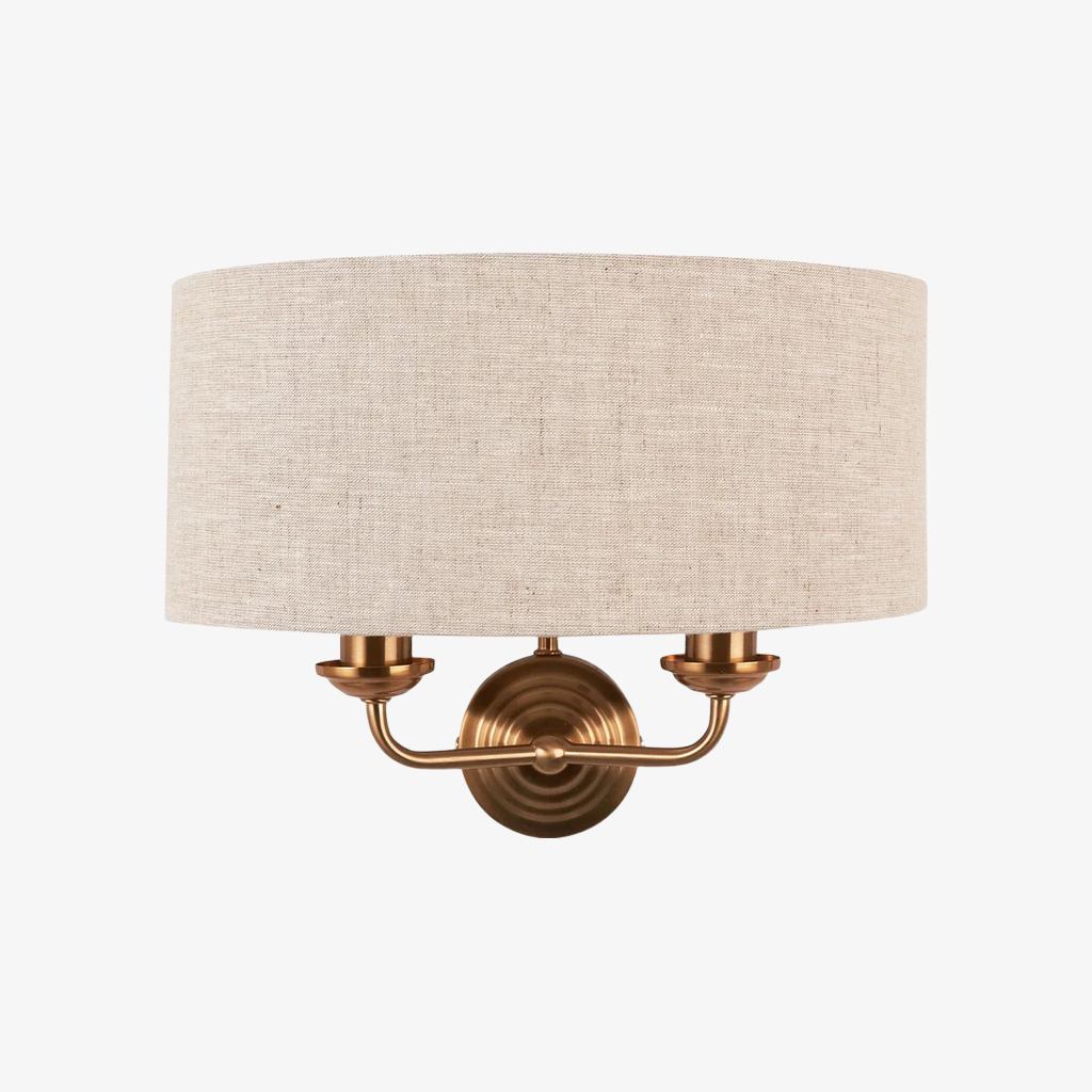 Tela Classic Wall Sconce with Fabric Shade - Elegant Metal Finish Wall Light for Living Room or Bedroom T654