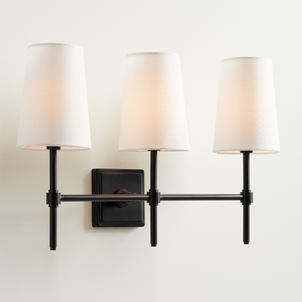 Derlina White Linen Shades Wall Lamp – Retro Metal Multi-Head Lighting Fixture T273