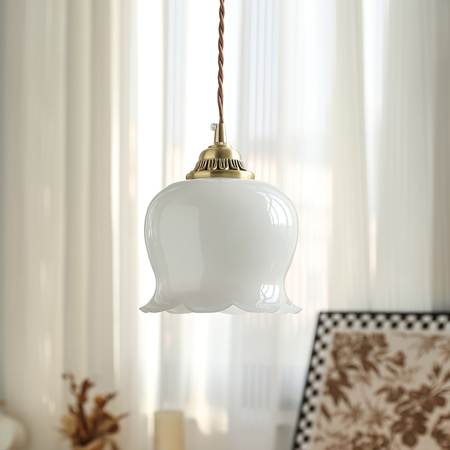 Traditional Glass Flower Pendant Lamp M316