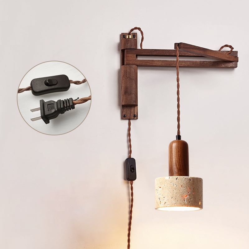 Tia Travertine Swing Arm Plug-in Sconce D685