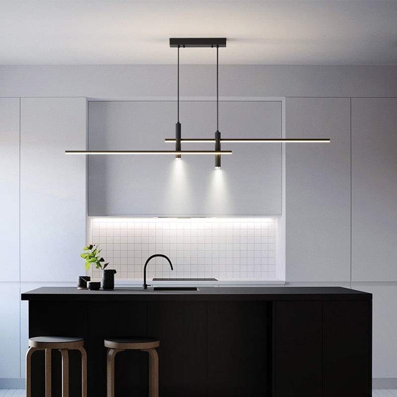 Modern Minimalist Sleek Metal Rod Chandelier M133