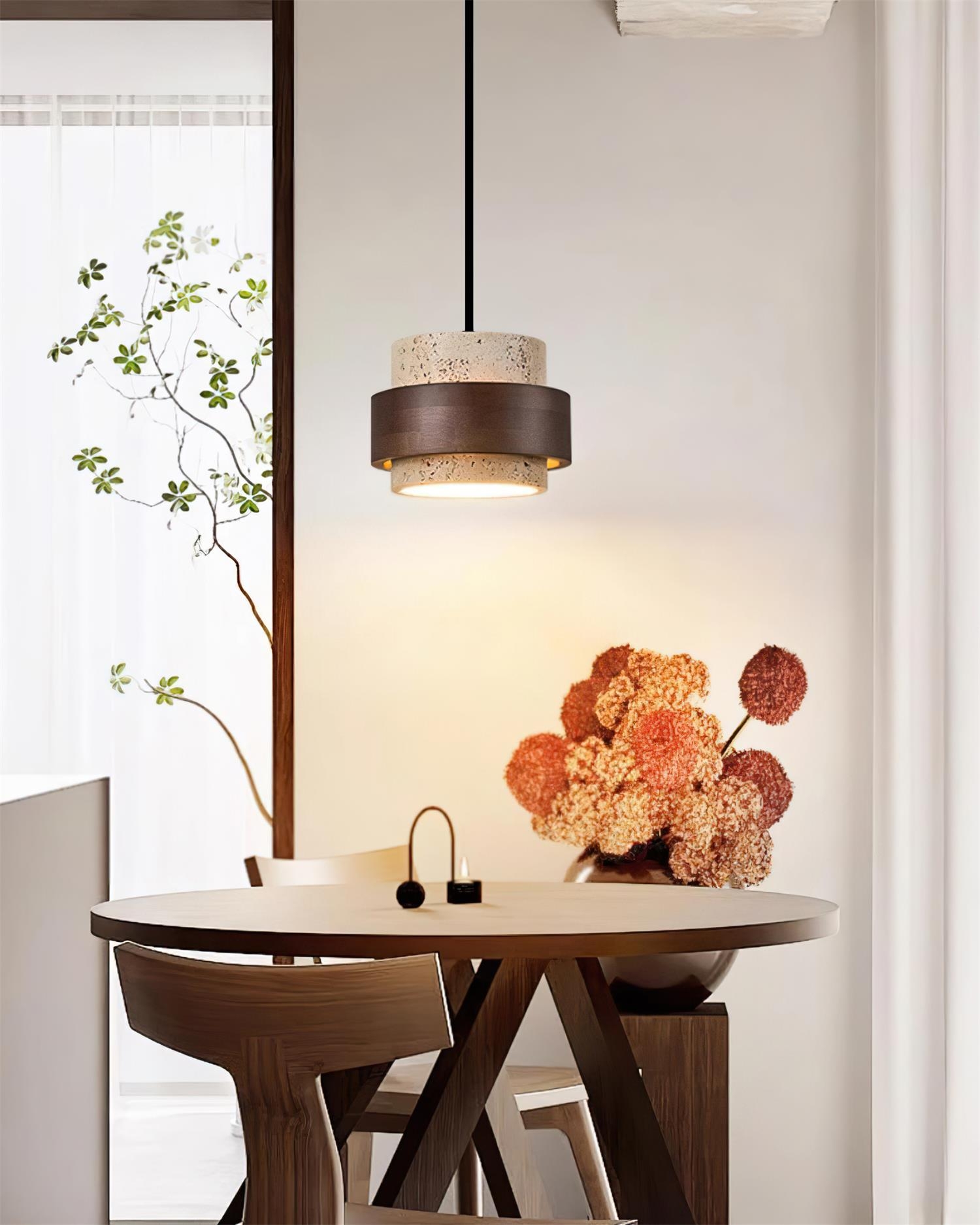 Cole Travertine Plug In Pendant Lamp D56