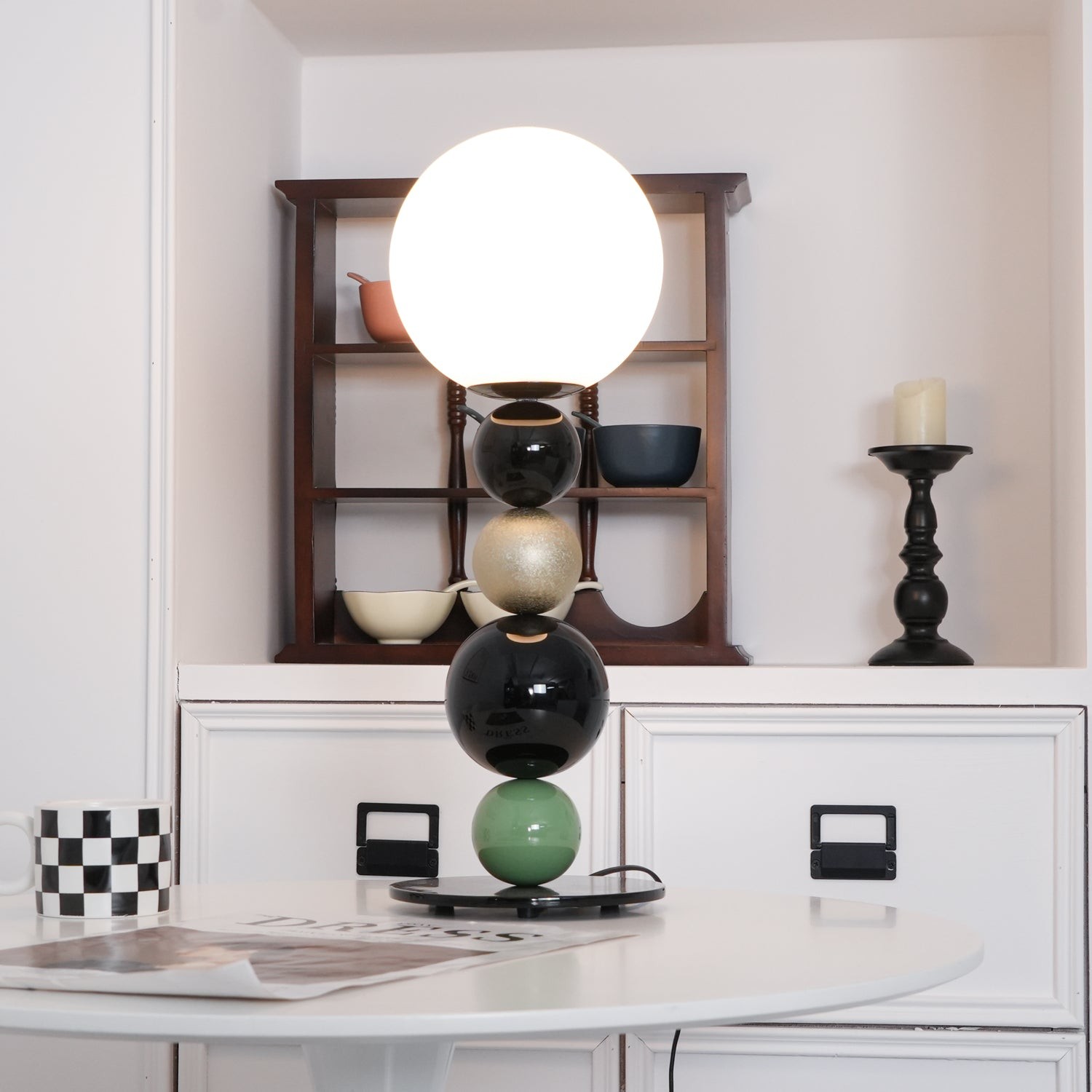 Round Balls Stacking Green Table Lamp M521
