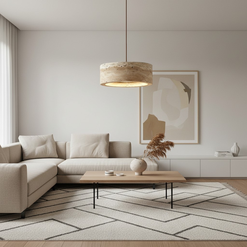 Kairis Travertine Natural Stone Pendant Light - Vintage Style Lighting for Dining and Living Spaces T559
