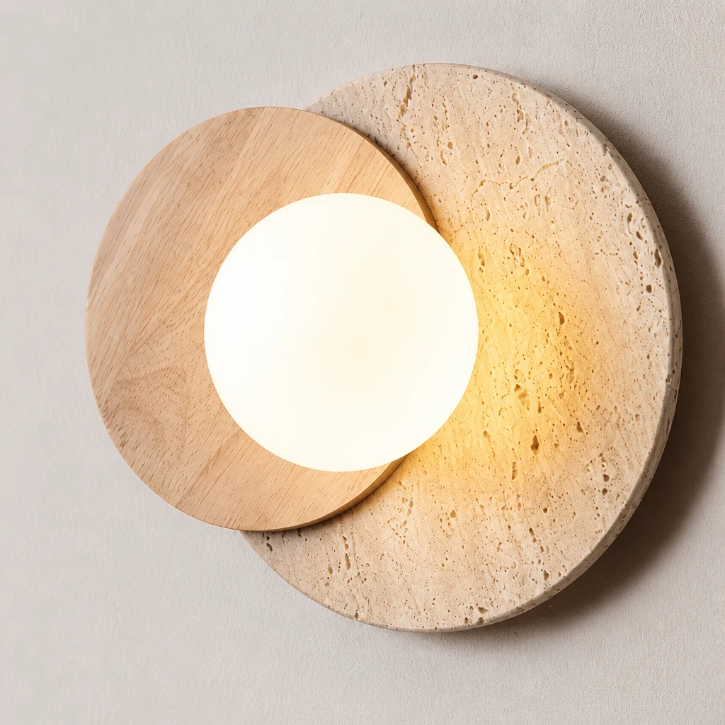 Zbliżenie na materiał i szczegóły abażuru Simple Double Circle Kinkiet M227