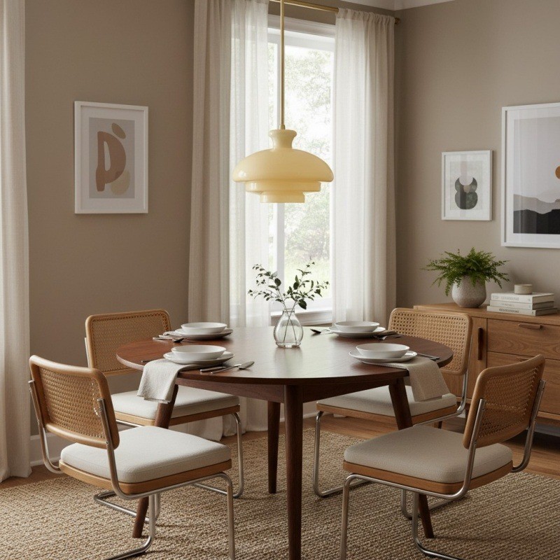 HaloVita Decorative Pendant Lamp - Minimalist Metal and Glass Pendant for Living Areas T575