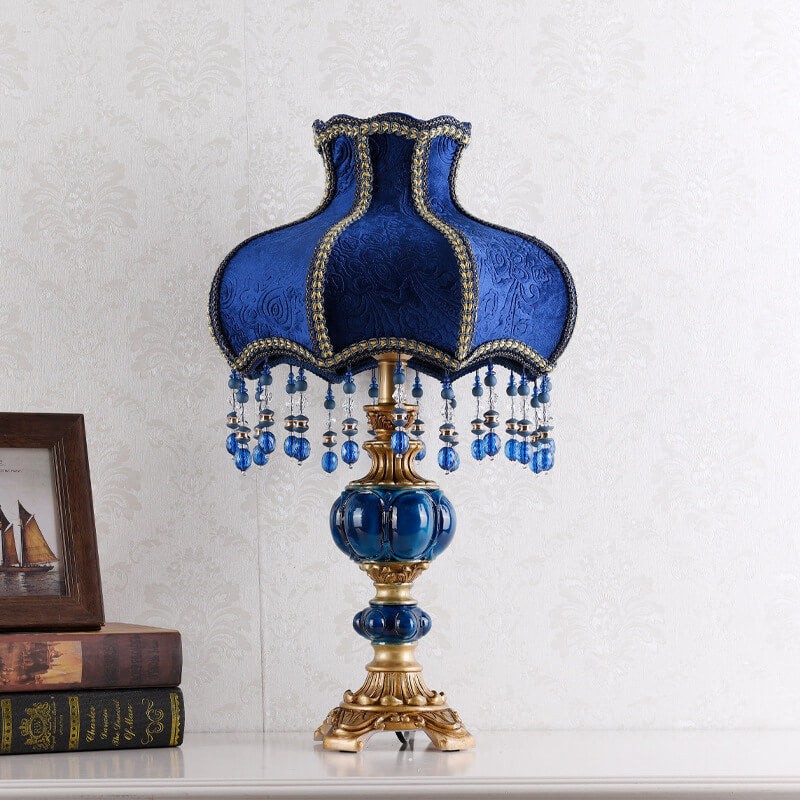 Palace Decoration Design Dark Blue Fabric Table Lamp M14
