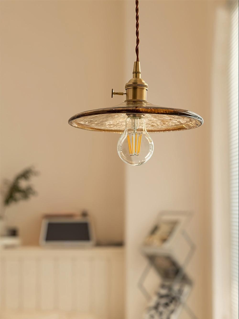 Brass Vintage Clear Glass Pendant Light M34