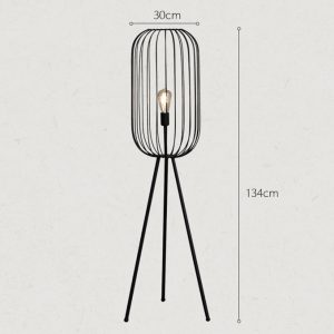 Maßzeichnung der Stehlampe „Streifenkäfig“