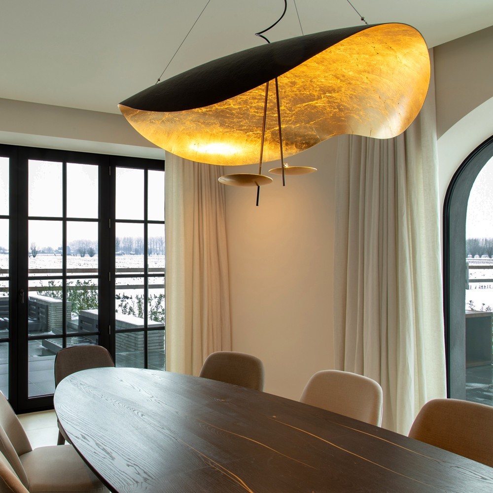 Modern Foil Curved Metal LED Pendant / Ceiling light for Bedroom