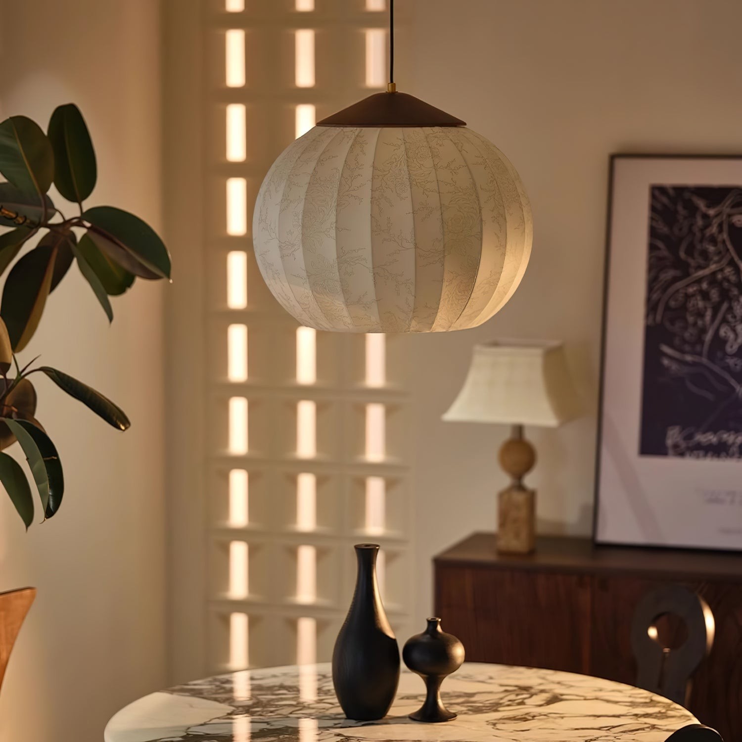 Japanese Style Fabric Lantern Pendant Lamp M62