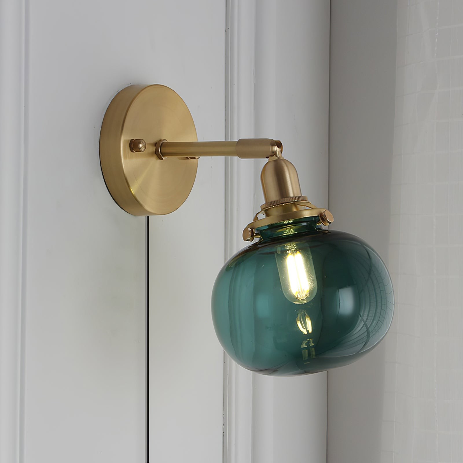 Japanese Style Vintage Brass Glass Wall Lamp M333