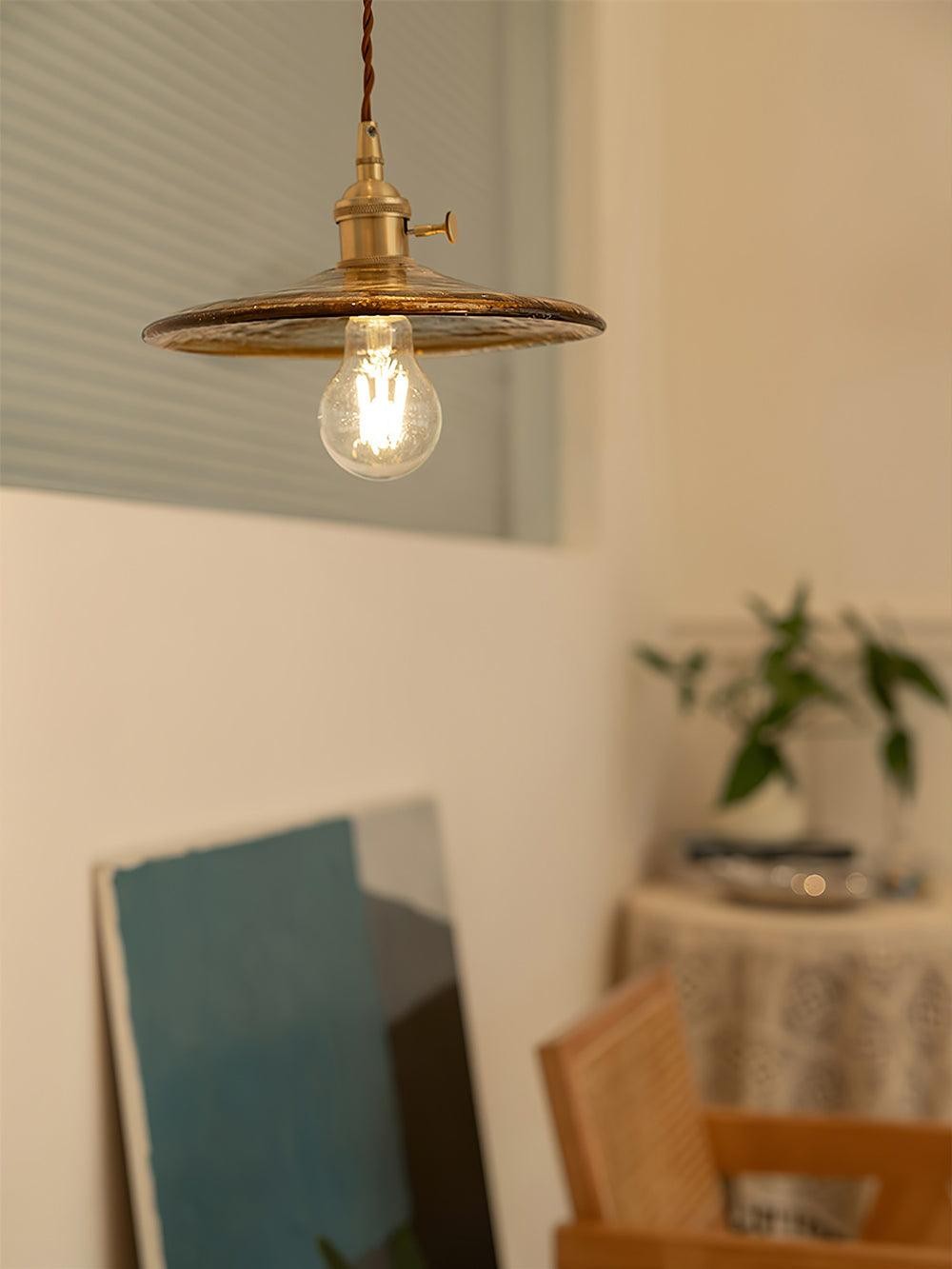 Brass Vintage Clear Glass Pendant Light M34