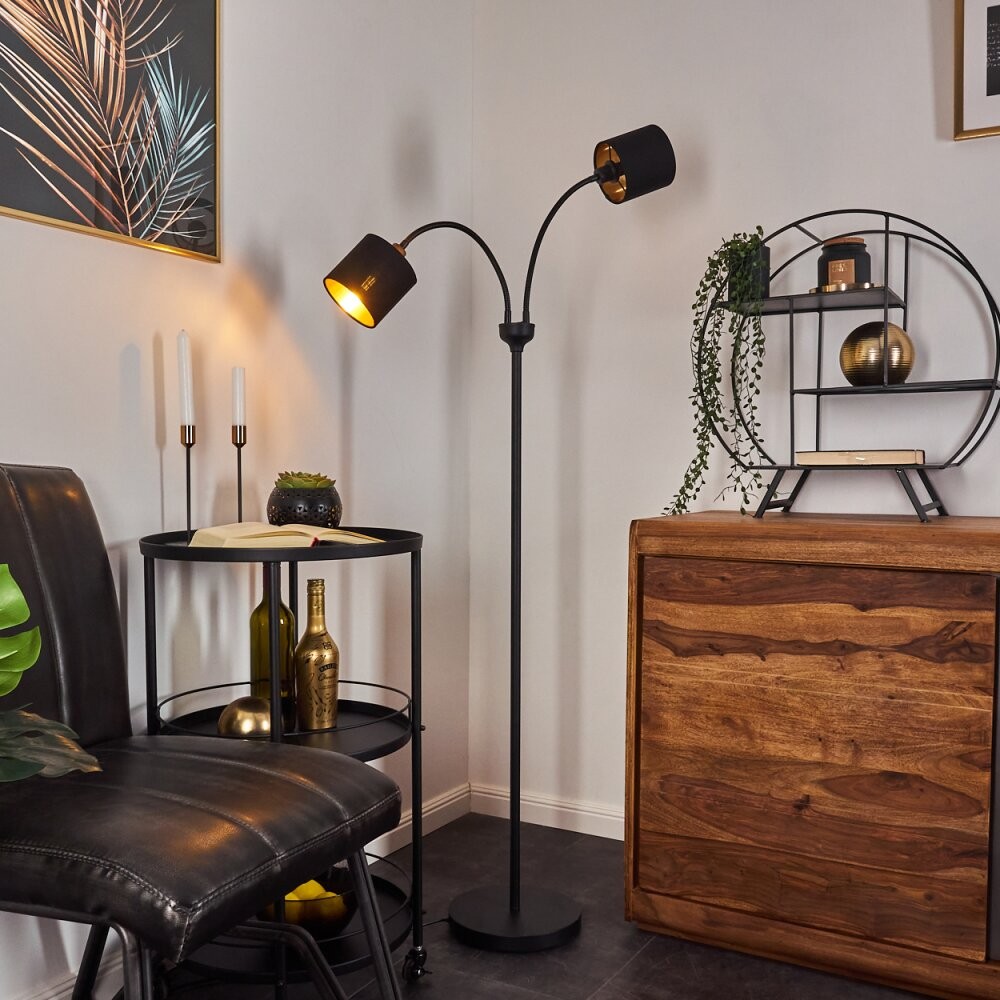 Metal Matte Black Fabric Shade Floor Lamp S67