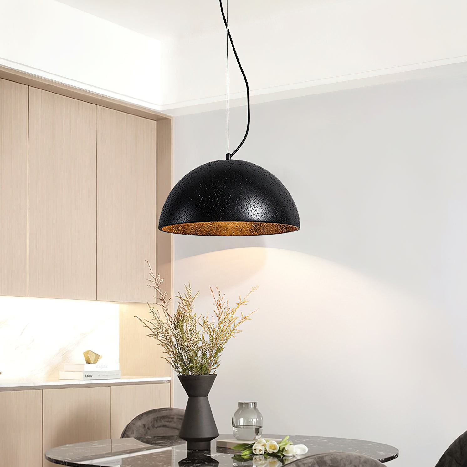 Travertine Creative Hemispherical Pendant Lamp M75