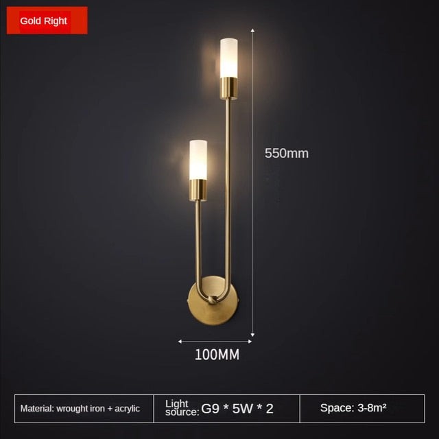 Modern Copper U-Shape Luster LED Wall Lamp M138