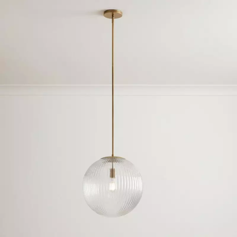 Alain Farmhouse Cooper Ribbed Glass Pendant Light G83