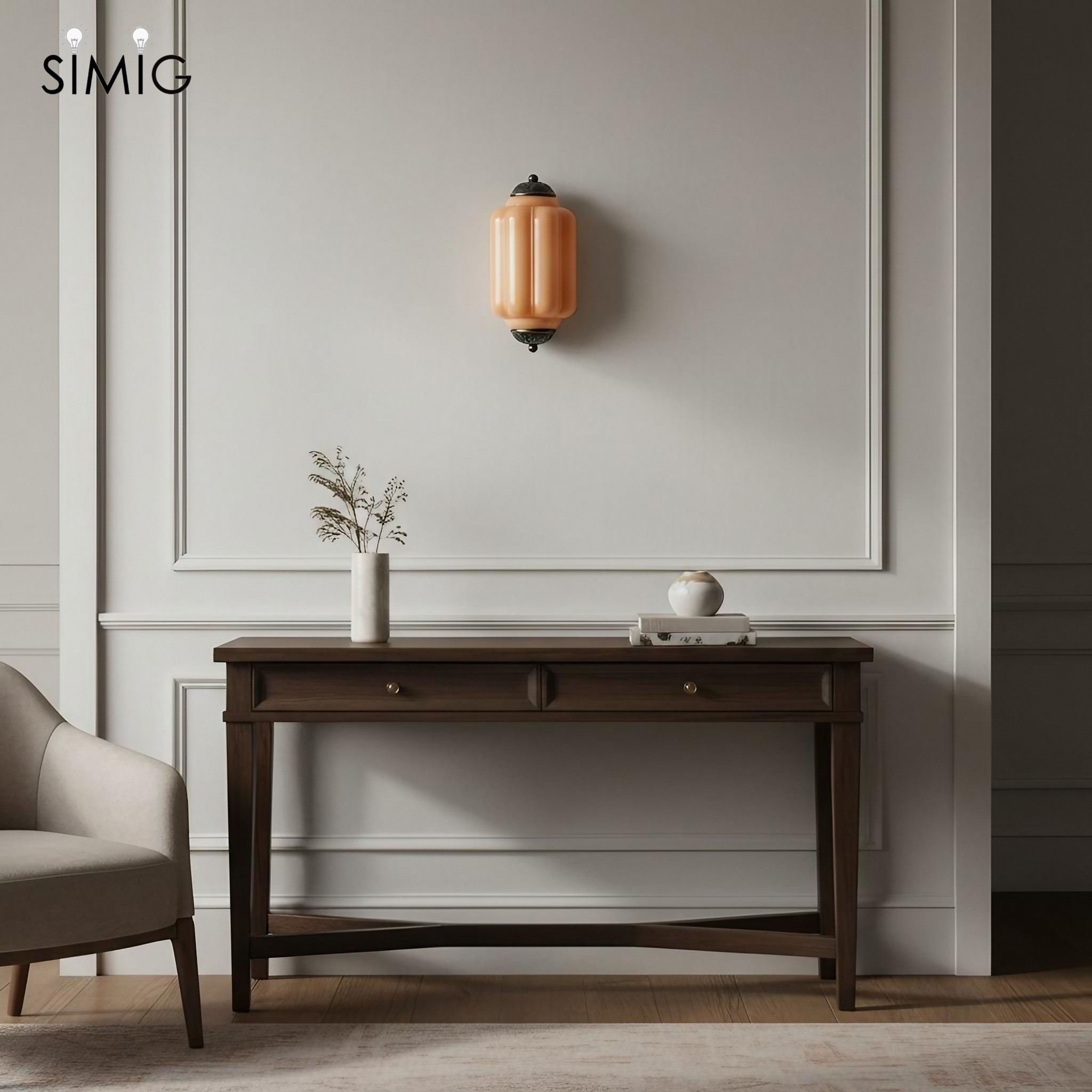 Eloise Long Pumpkin Retro Glass Recessed Wall Lamp G52