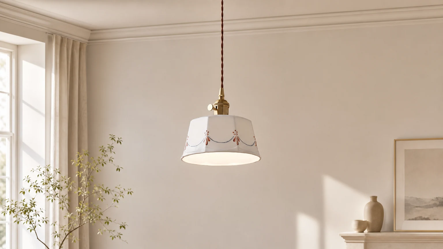 Lampa wisząca Eliana D20 w ciepłej oprawie wnętrza