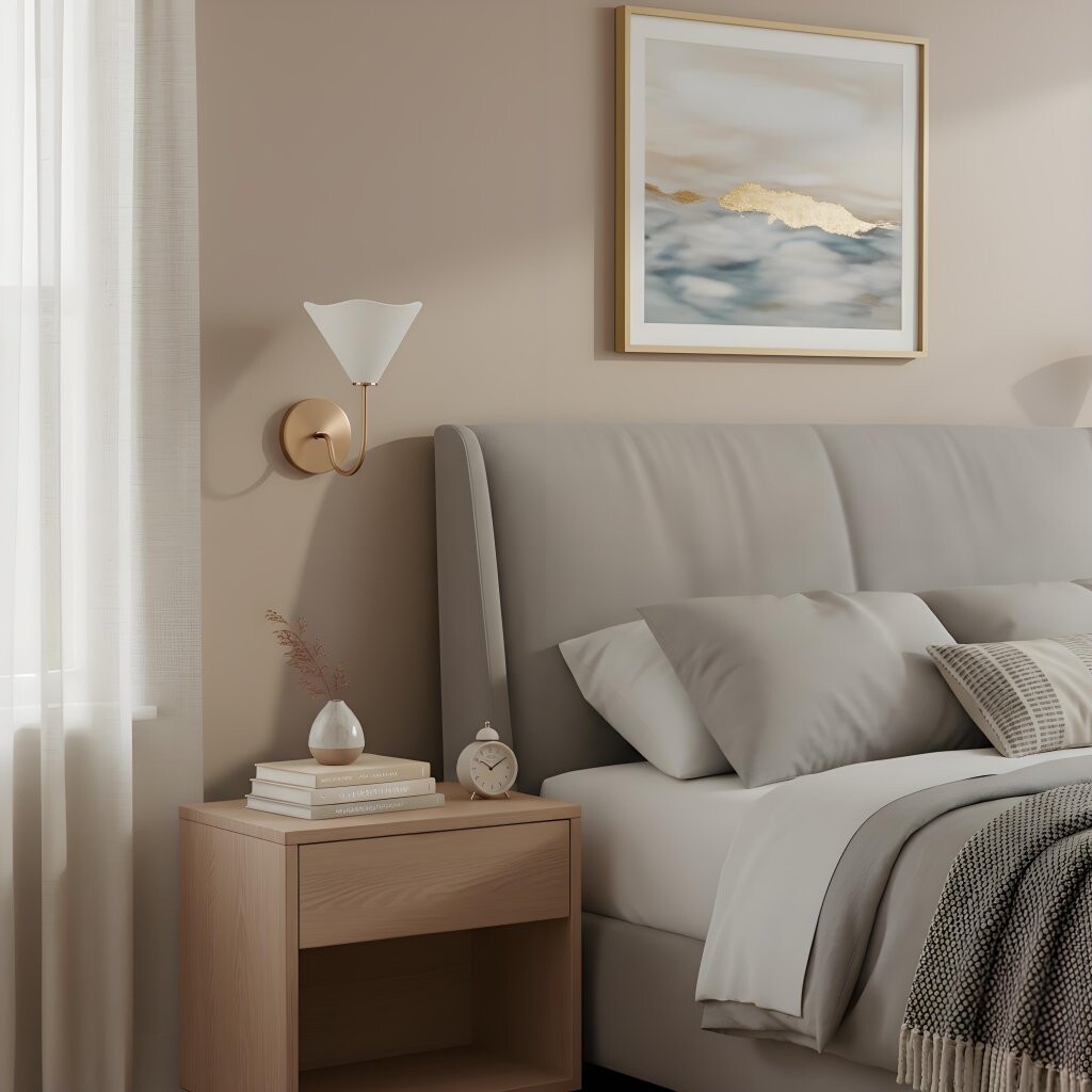 Kysara Brass Linen Wall Lamp - Sculptural Curves Design Suitable for Living Rooms, Bedrooms and Bathrooms T661