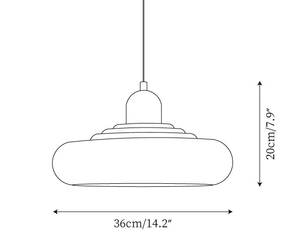 Schemat rozmiarów lampy wiszącej M488 przedstawiający średnicę 36 cm i wysokość 20 cm