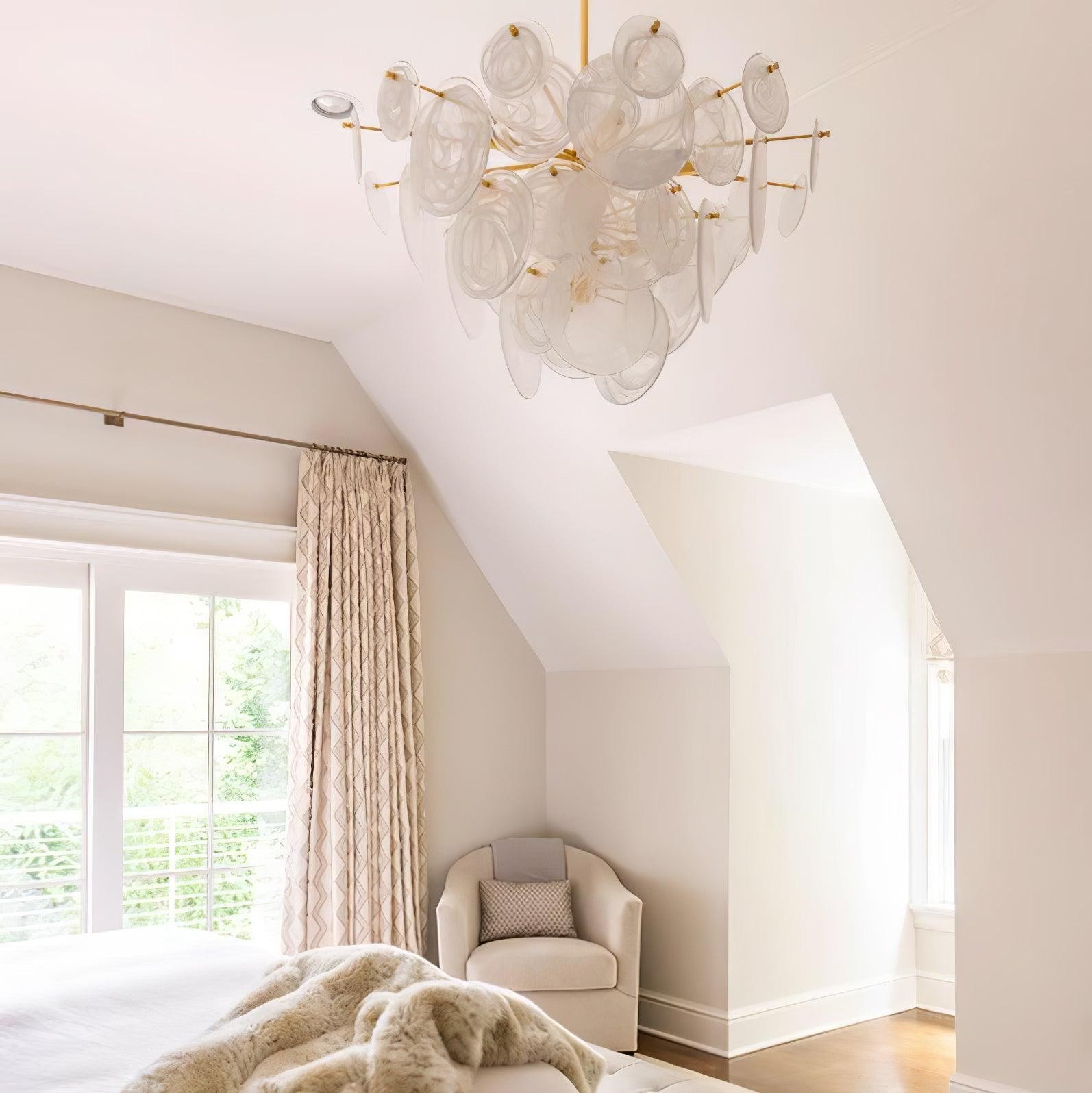 Brass Discs Cascading Chandelier M573