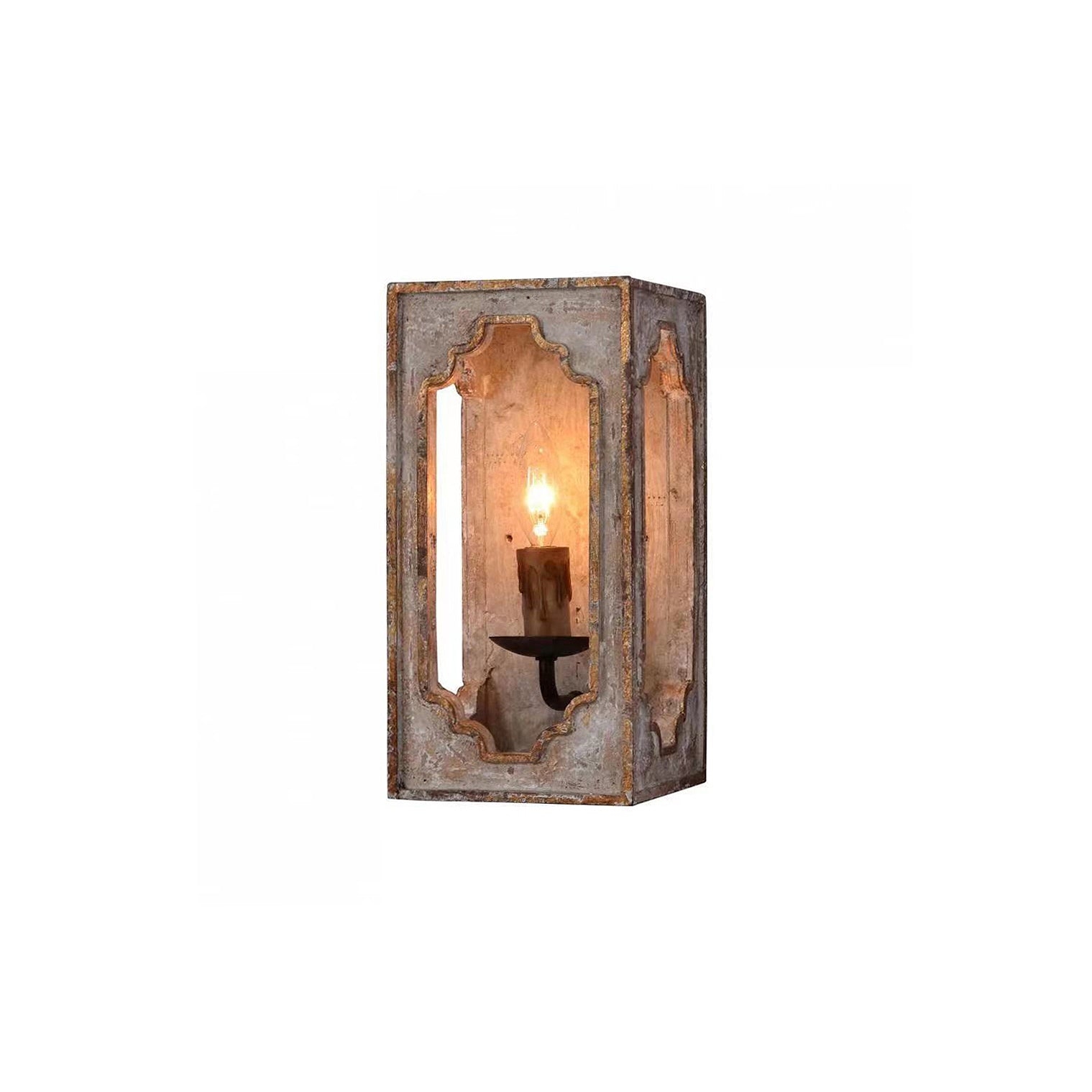 Boho Rustic Cube Sconce D630