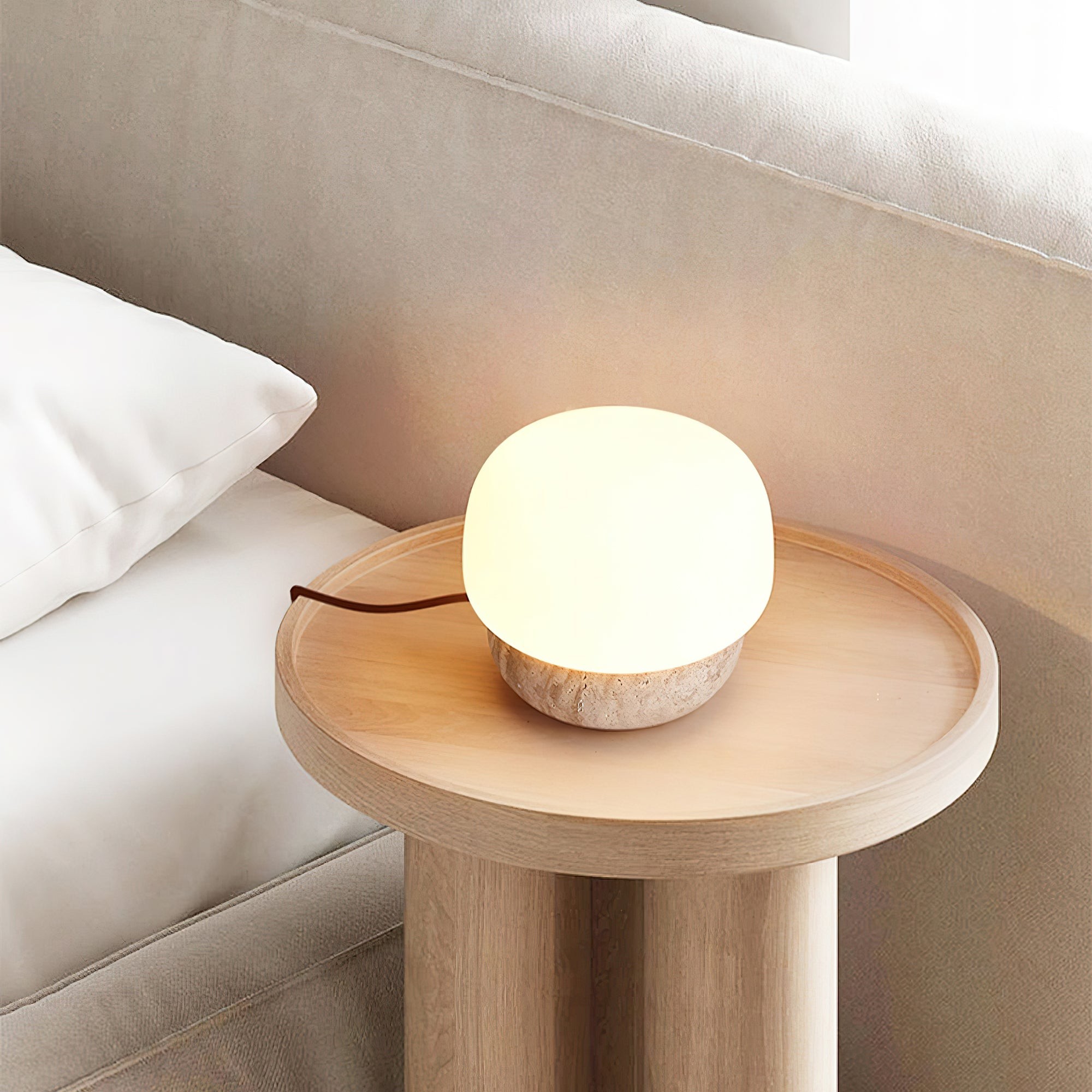 Nordic Style Round Travertine Table Lamp M73