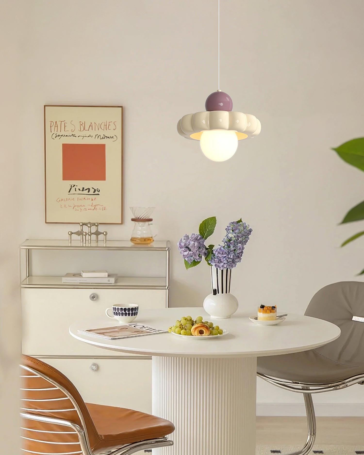 Cream Style Long Line Pumpkin Texture Pendant Lamp M275
