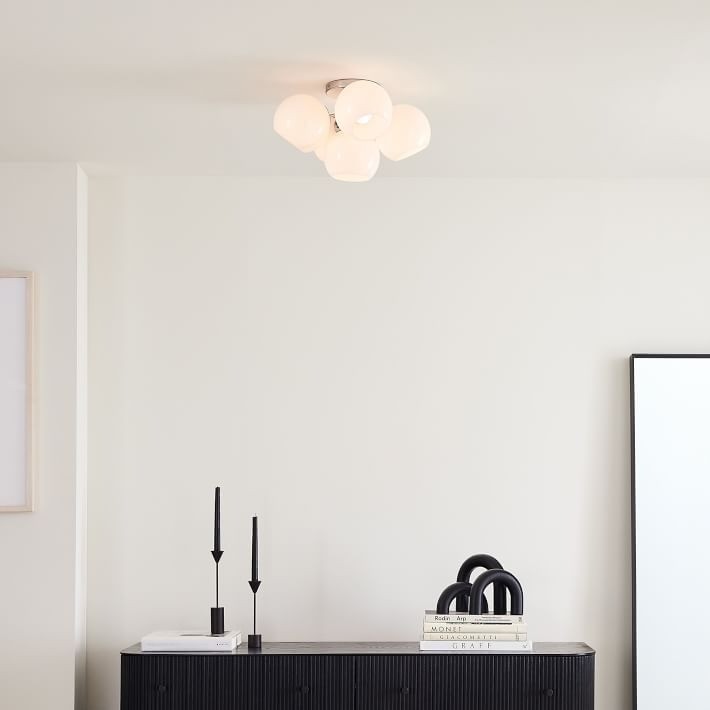 Brina Glass 5-Light Flush Mount - Minimalist Glass Ceiling Fixture T256