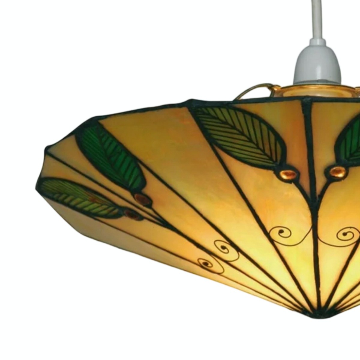 TF Harken Tiffany Style Leaf Pendant Shade Stained Glass Lamp Shade for Living Room and Bedroom T644