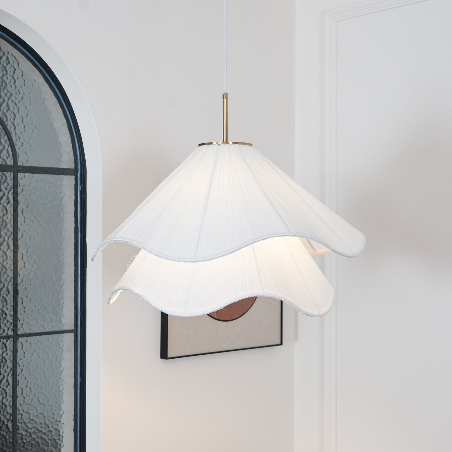 White Layered Pleats Pendant Lamp M249