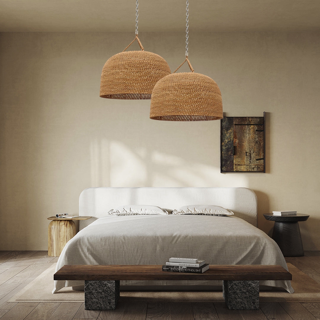 Natural Shadow Rattan Japandi Pendant Light D830