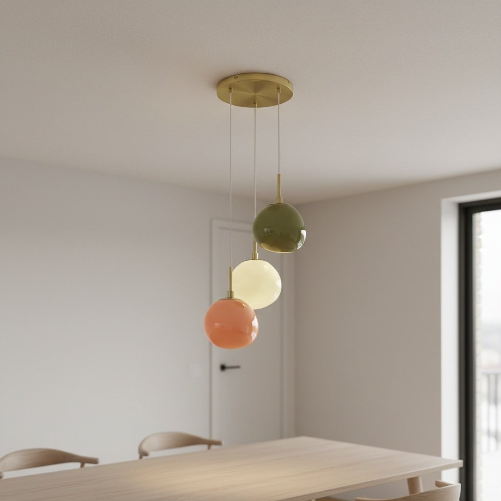 Multi-Shade Opal Glass Pendant - Cluster Hanging Lamp T420