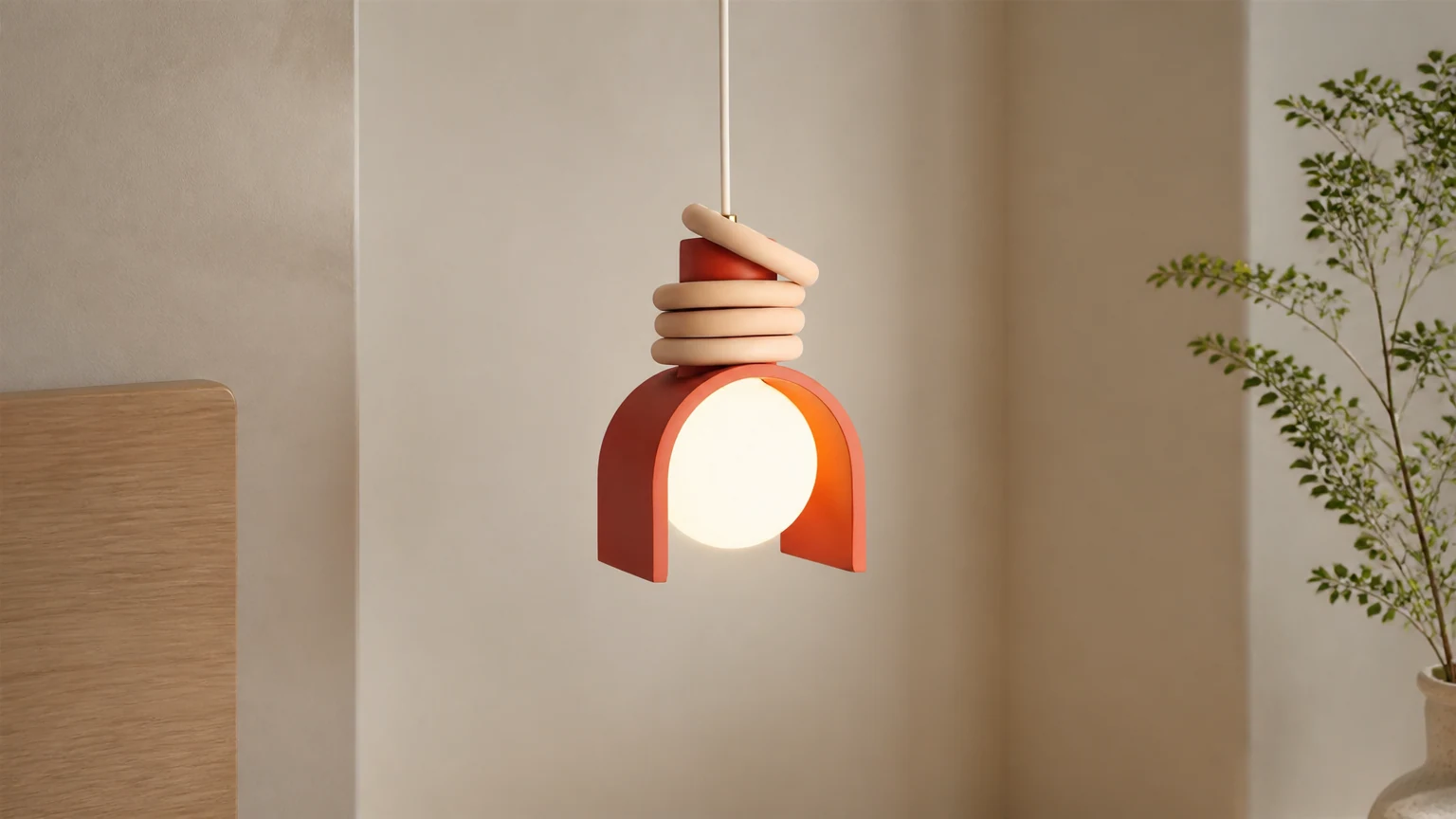 Nowoczesna kreatywna lampa wisząca z żywicy M193, poziomy widok na pomieszczenie