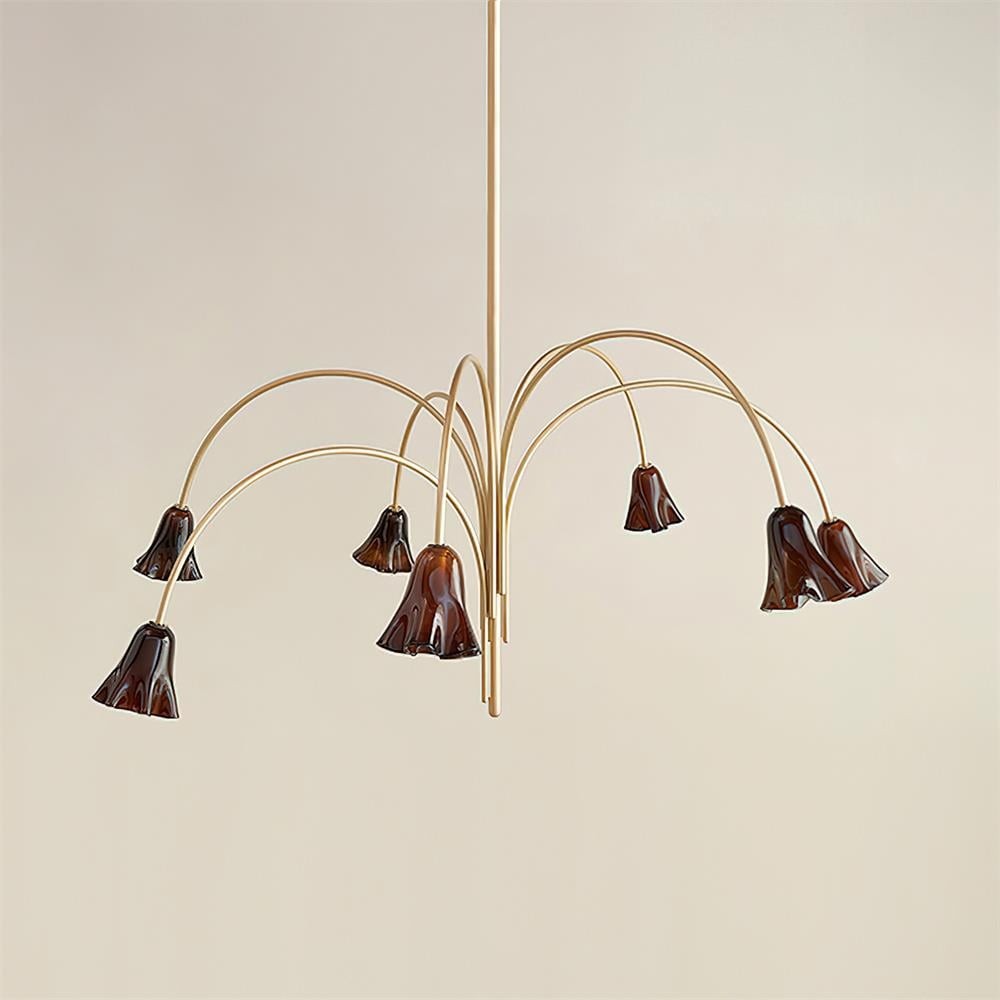 Bellina Modern Romantic Chandelier - Botanical Lily Design with Glass Flowers T280