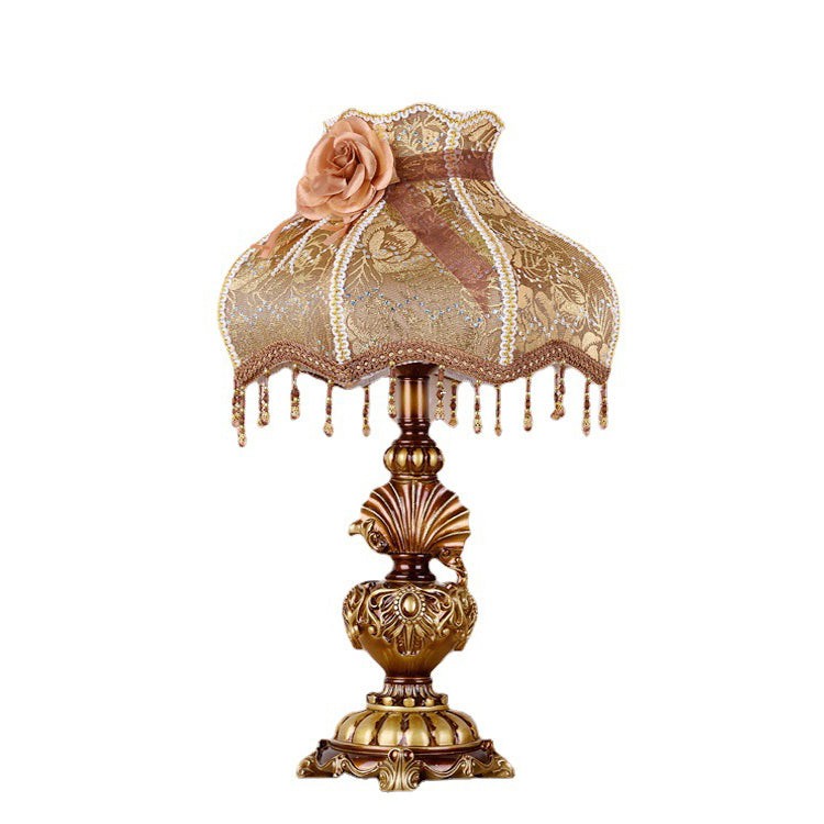 Pastoral Flower Lampshade Carved Table Lamp M13