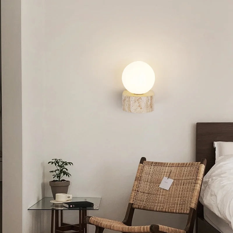 Travertine Hemisphere Wall Sconce D886