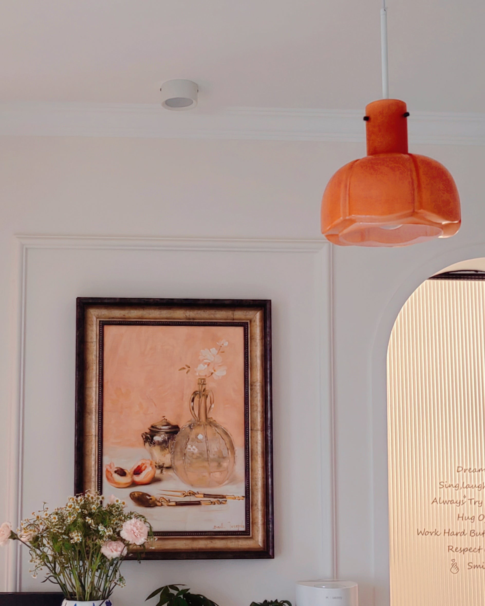 French Pastoral Style Petal Glass Pendant Light M123